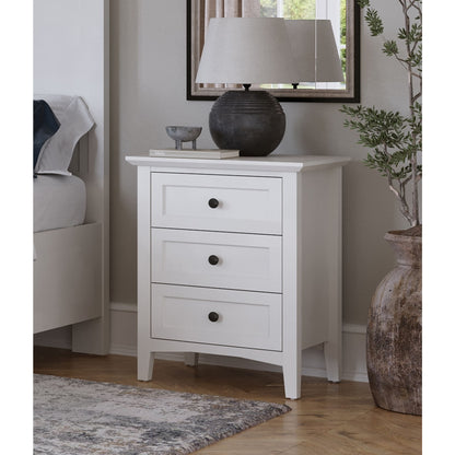 Modus Grace Three Drawer Nightstand in Snowfall White