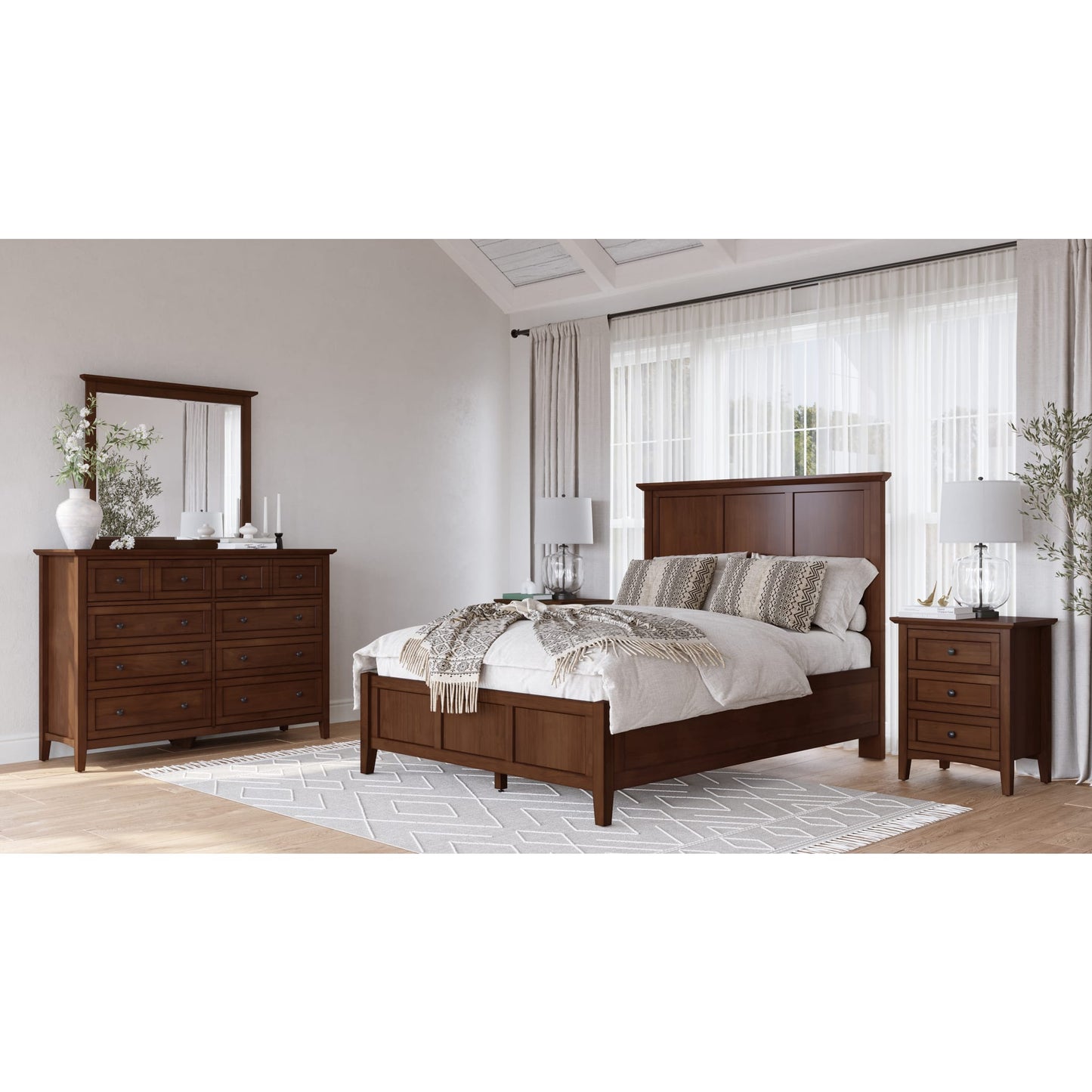 Modus Grace Three Panel Bed in Dark Mocha