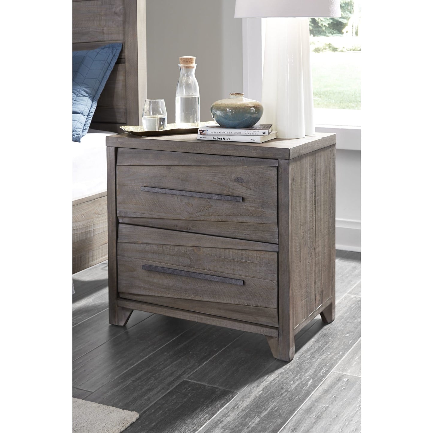 Modus Hearst Solid Wood Two Drawer Nighstand in Sahara Tan