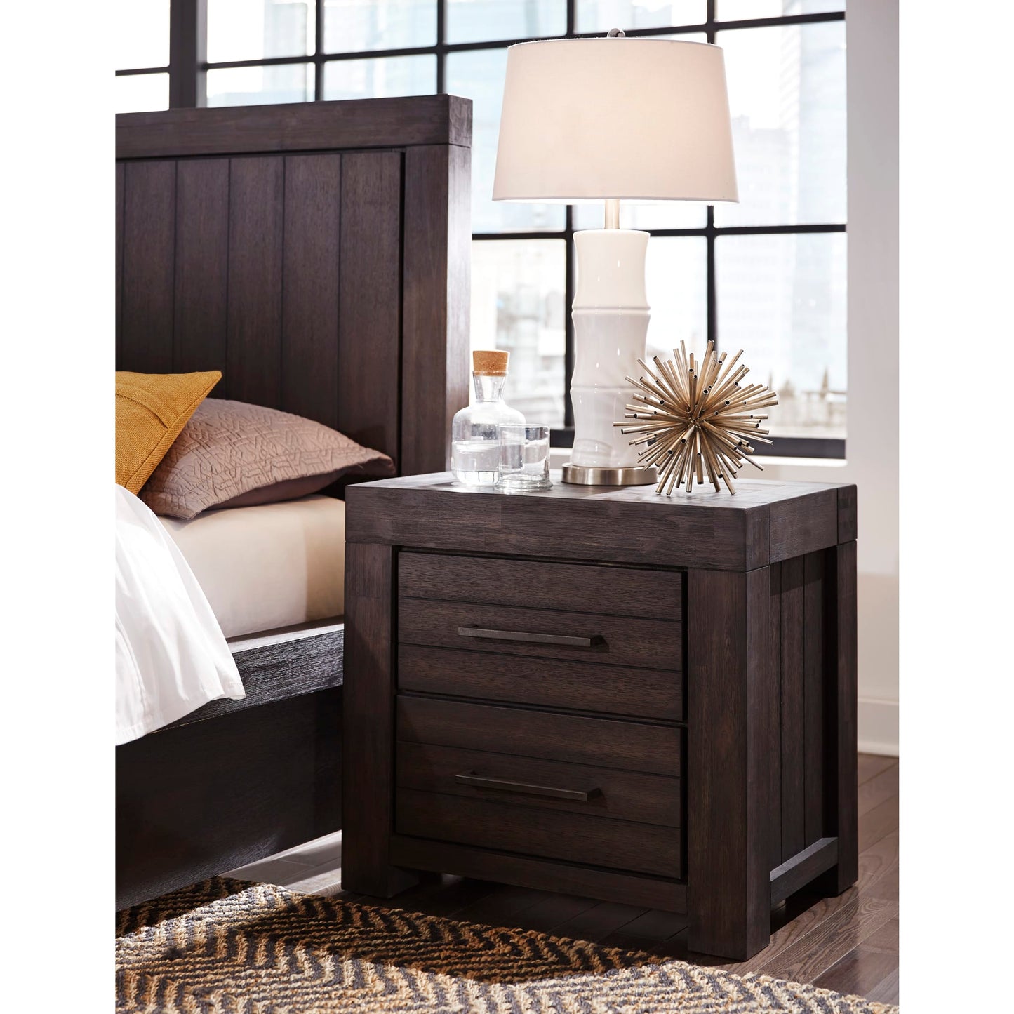 Modus Heath Two Drawer Nightstand in Basalt Grey