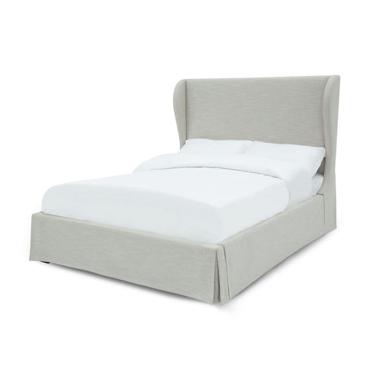 Modus Hera Skirted Footboard Storage Panel Bed in Oatmeal