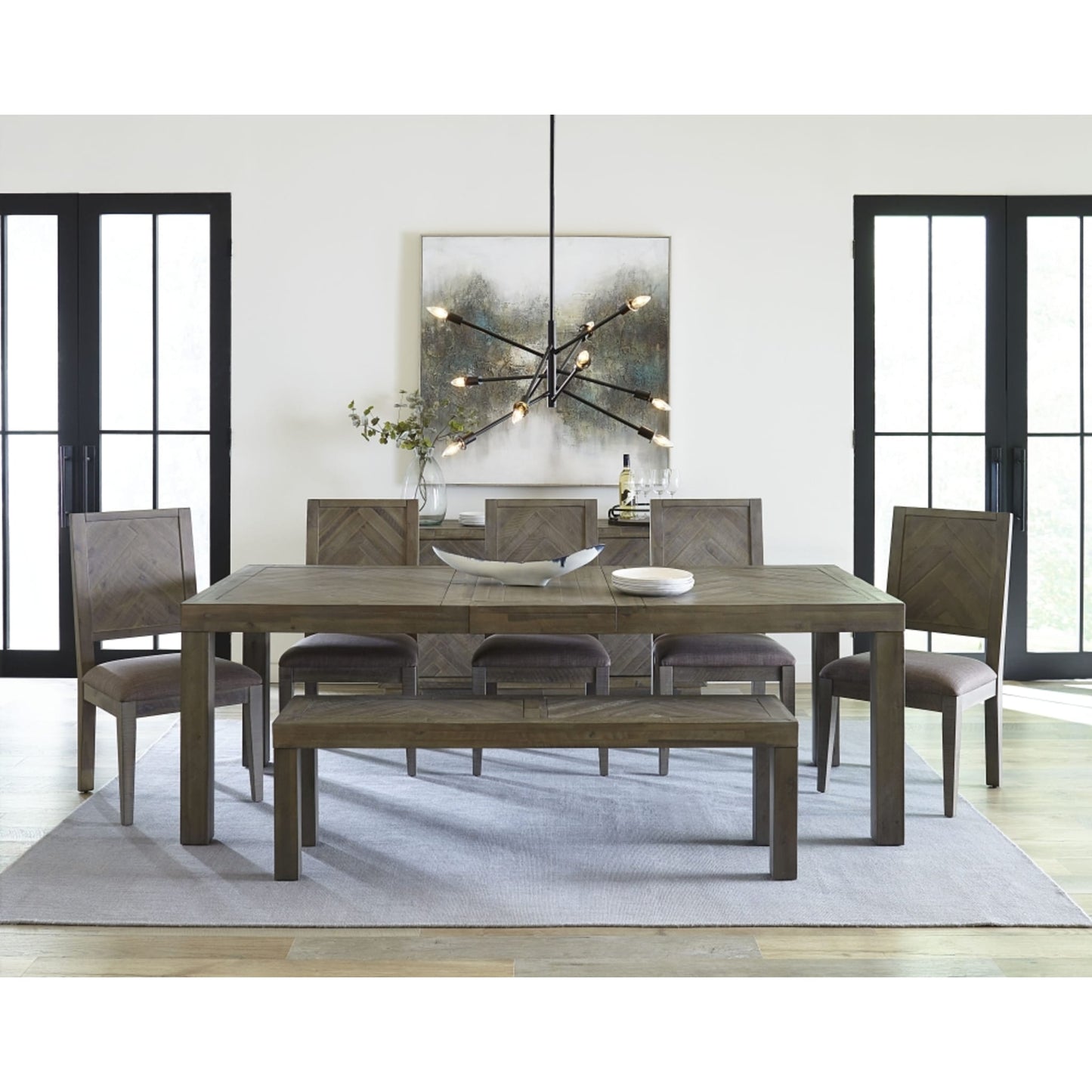Modus Herringbone Extension Table in Rustic Latte