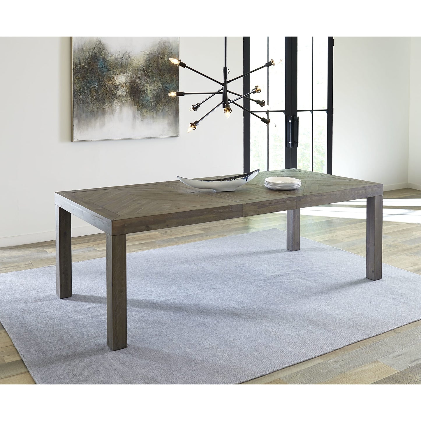 Modus Herringbone Extension Table in Rustic Latte