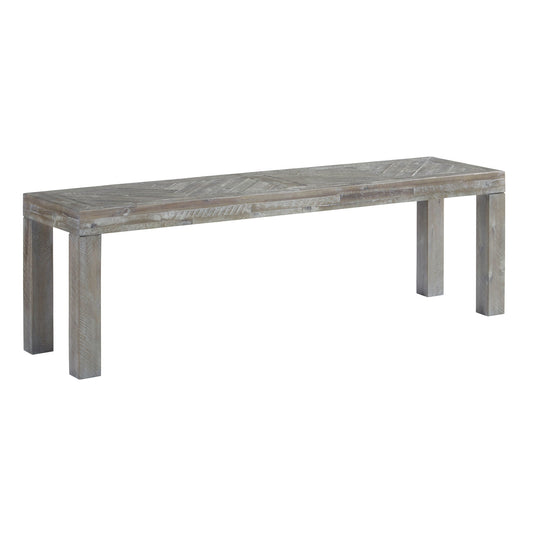 Modus Herringbone Solid Wood Dining Bench in Rustic Latte