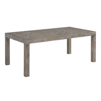 Modus Herringbone Solid Wood Rectangular Dining Table in Rustic Latte