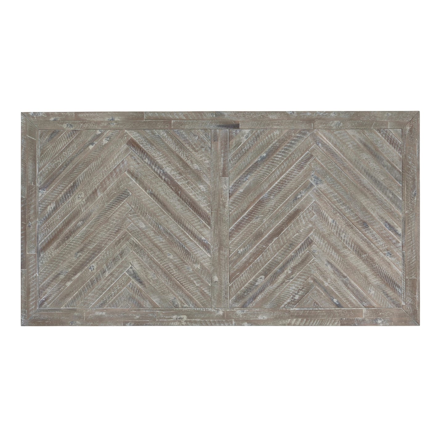 Modus Herringbone Solid Wood Rectangular Dining Table in Rustic Latte