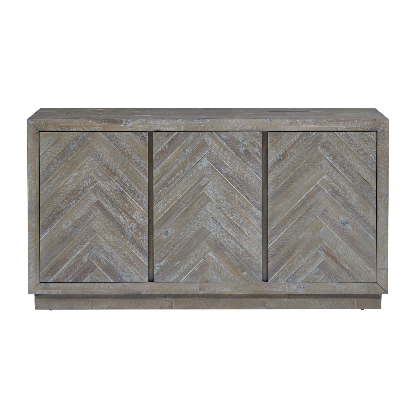 Modus Herringbone Solid Wood Three Door Sideboard in Rustic Latte