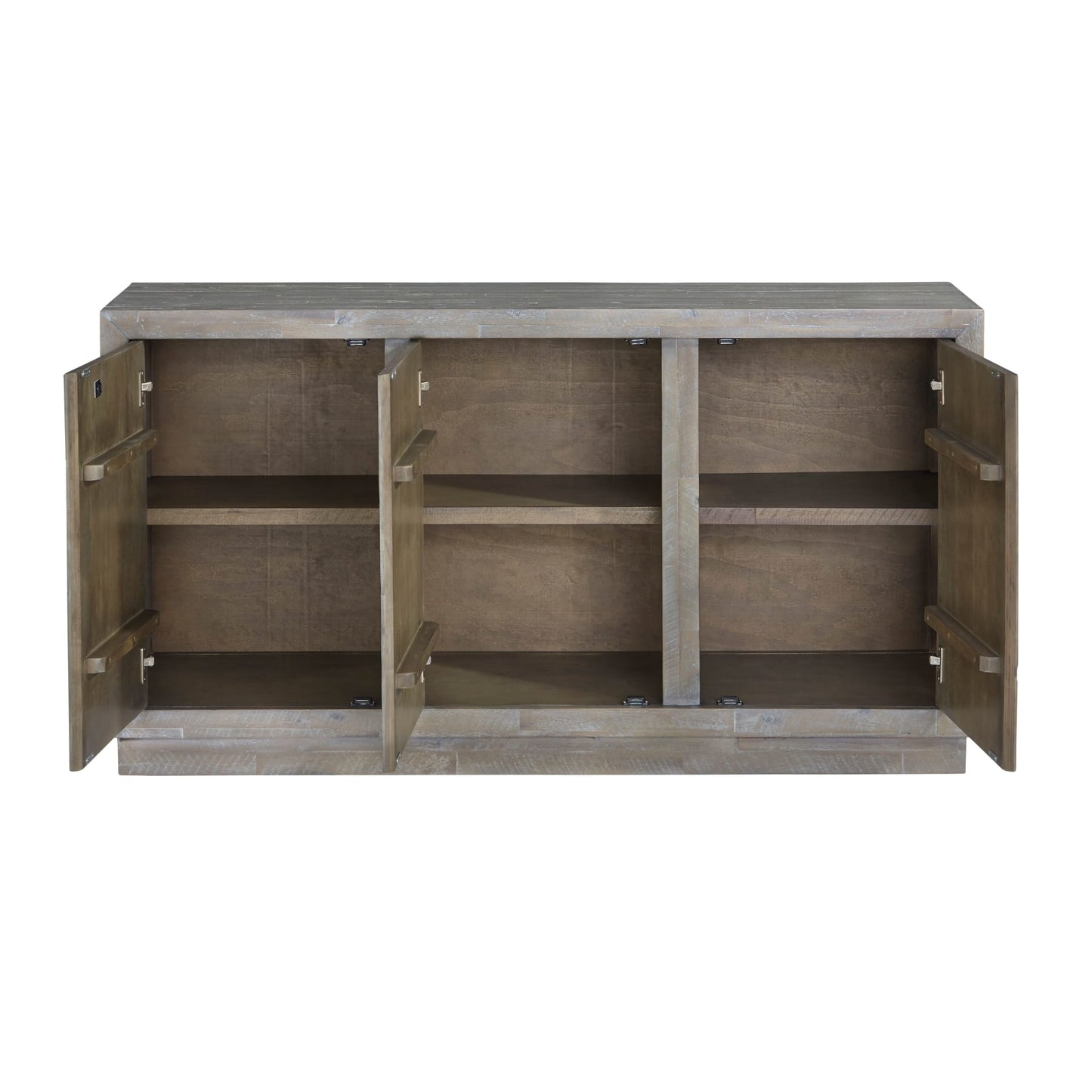 Modus Herringbone Solid Wood Three Door Sideboard in Rustic Latte