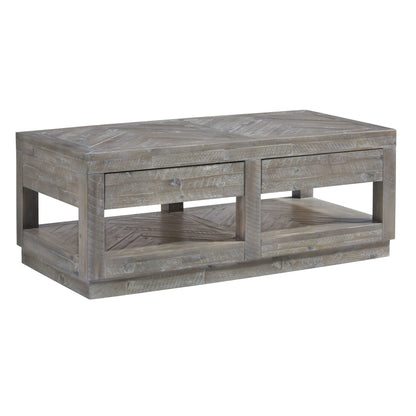 Modus Modus Herringbone Solid Wood Two Drawer Coffee Table in Rustic Latte