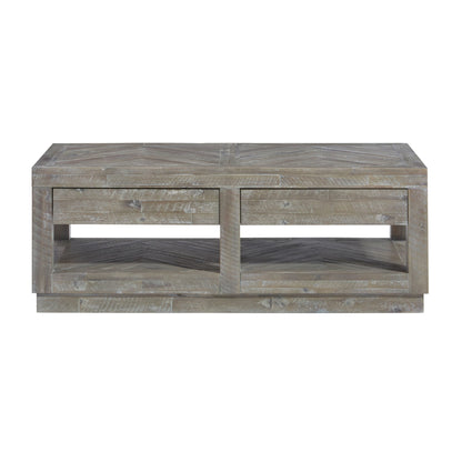 Modus Modus Herringbone Solid Wood Two Drawer Coffee Table in Rustic Latte