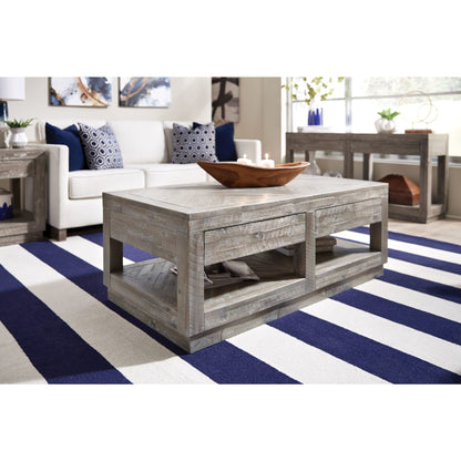 Modus Modus Herringbone Solid Wood Two Drawer Coffee Table in Rustic Latte
