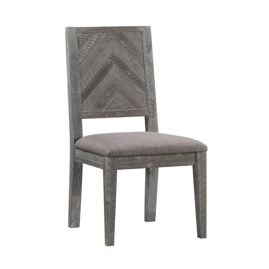 Modus Herringbone Solid Wood Upholstered Dining Chair in Rustic Latte