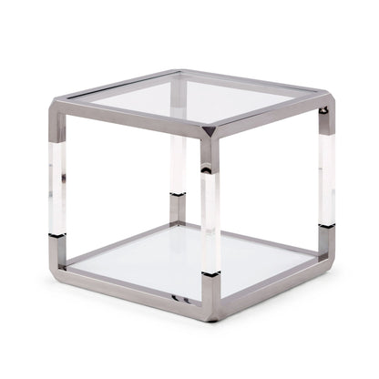 Modus Jasper End Table in Acrylic/White Glass/PSS