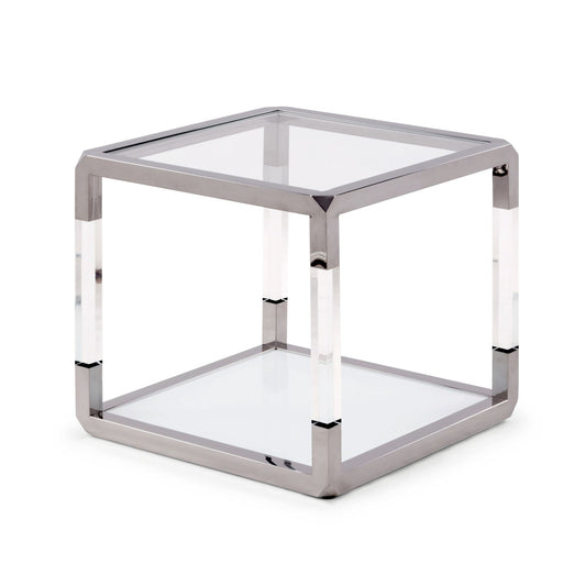 Modus Jasper End Table in Acrylic/White Glass/PSS