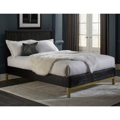 Modus Kentfield Solid Wood Platform Bed in Black Drifted Oak
