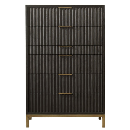 Modus Modus Modus Kentfield Solid Wood Six Drawer Chest in Black Drifted Oak