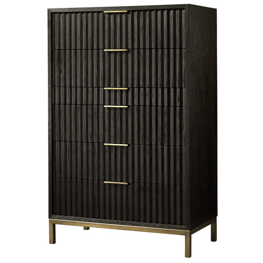 Modus Modus Modus Kentfield Solid Wood Six Drawer Chest in Black Drifted Oak