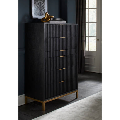 Modus Modus Modus Kentfield Solid Wood Six Drawer Chest in Black Drifted Oak