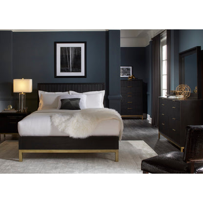 Modus Kentfield Solid Wood Two Drawer Nightstand in Black Drifted Oak