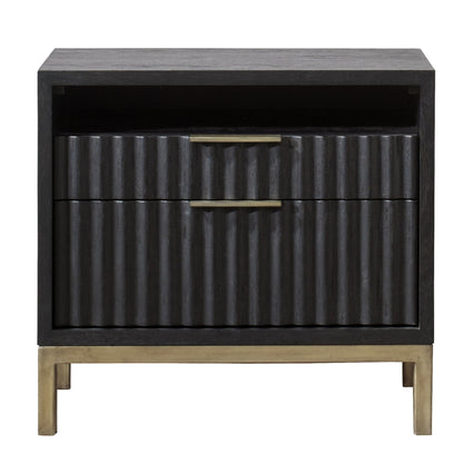 Modus Kentfield Solid Wood Two Drawer Nightstand in Black Drifted Oak