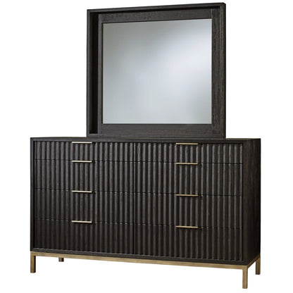 Modus Kentifield Solid Wood Eight Drawer Dresser in Black Drifted Oak