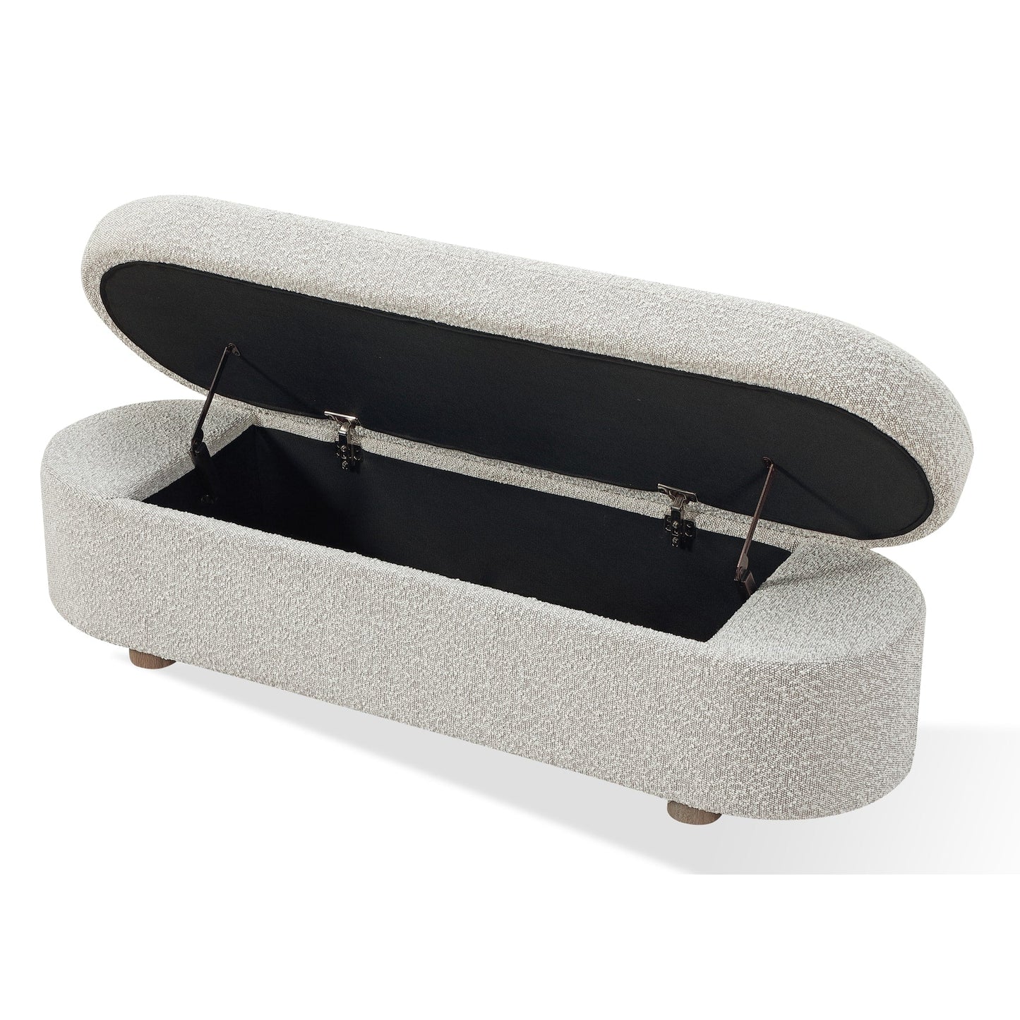 Modus Kiki Upholstered Hinged Storage Bench in Cotton Ball Boucle