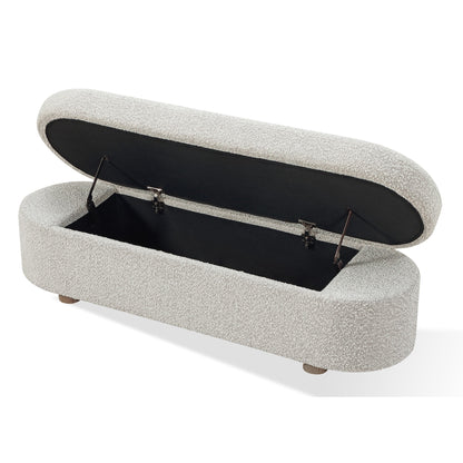 Modus Kiki Upholstered Hinged Storage Bench in Cotton Ball Boucle