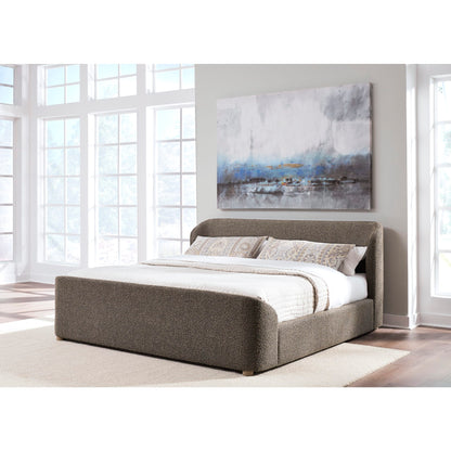 Modus Kiki Upholstered Platform Bed in Pumpernickel Boucle