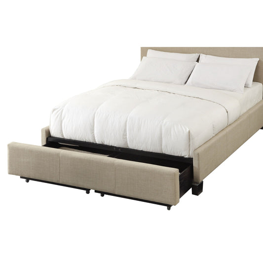 Modus Levi Tufted Footboard Storage Bed in Toast Linen