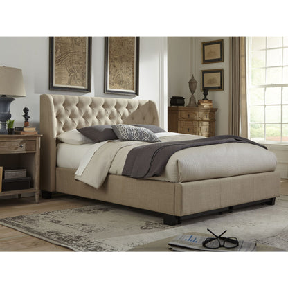 Modus Levi Tufted Platform Bed in Toast Linen