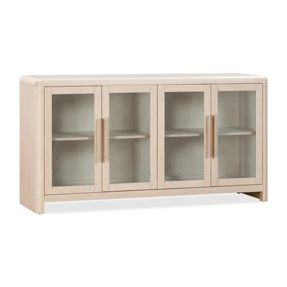 Modus Liv Glass Door Ash Wood Sideboard in White Sand