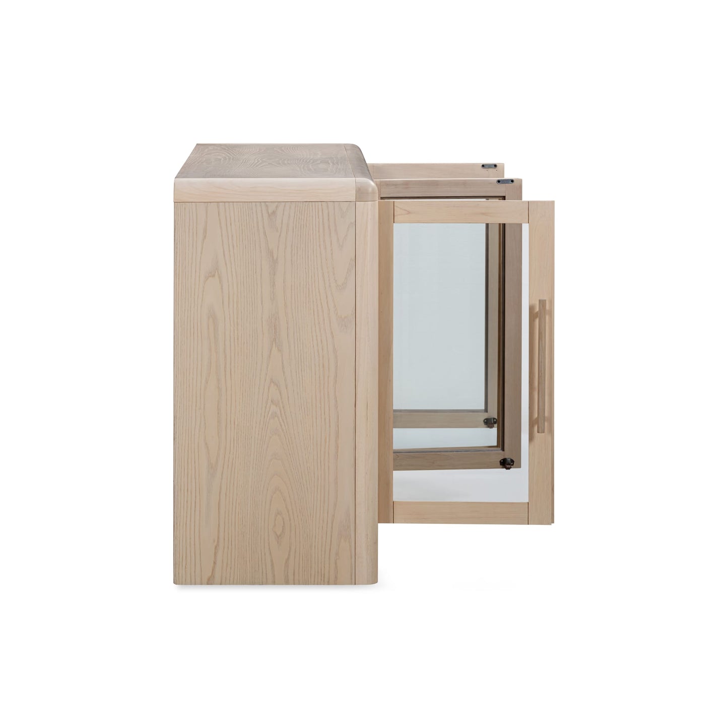 Modus Liv Glass Door Ash Wood Sideboard in White Sand