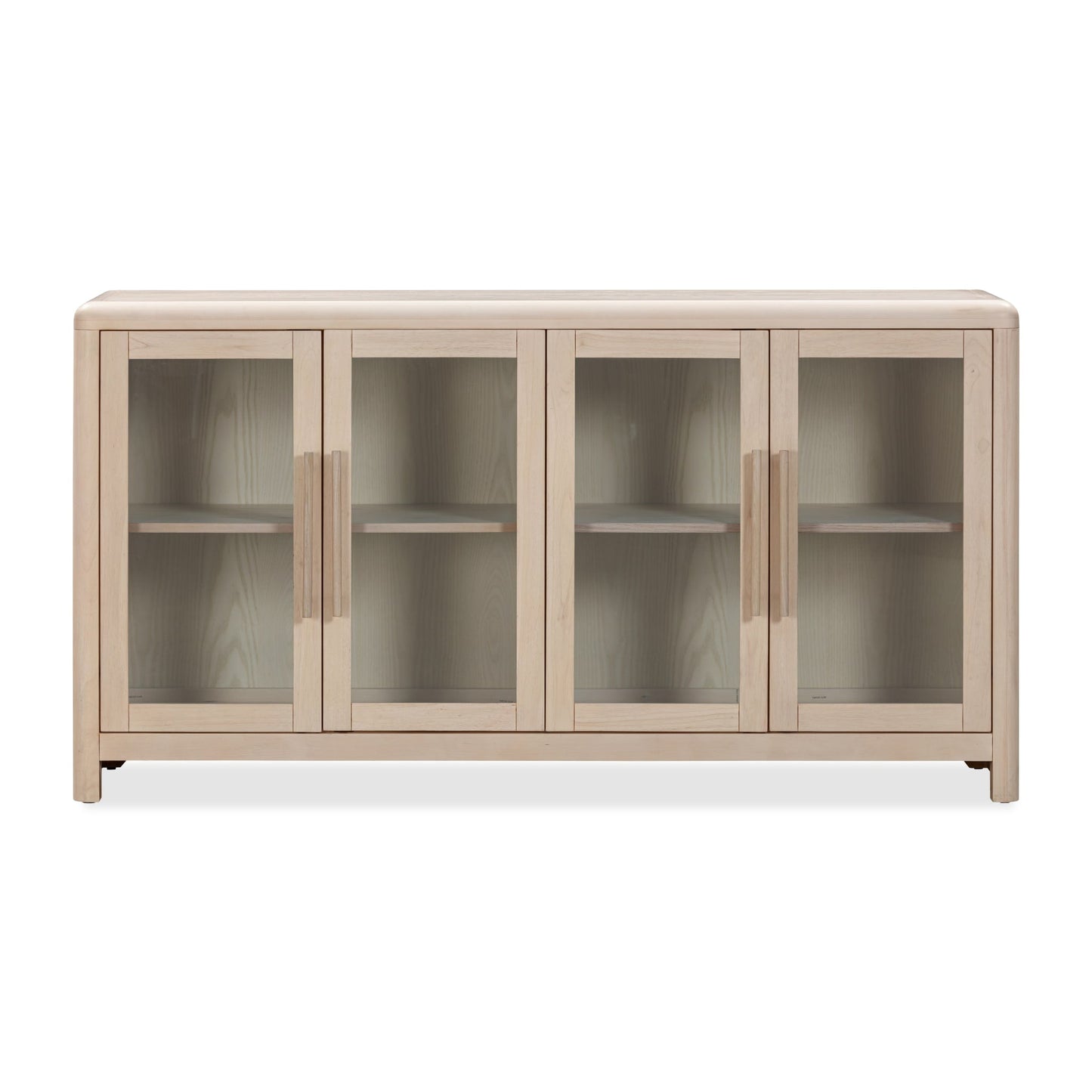 Modus Liv Glass Door Ash Wood Sideboard in White Sand
