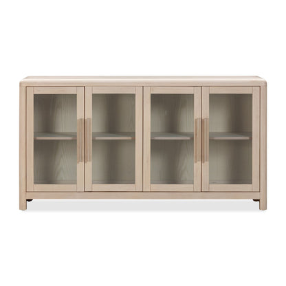 Modus Liv Glass Door Ash Wood Sideboard in White Sand