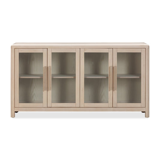 Modus Liv Glass Door Ash Wood Sideboard in White Sand