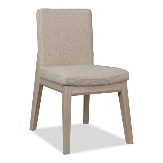 Modus Liv Solid Wood Dining Chair in White Sand and Brun Boucle