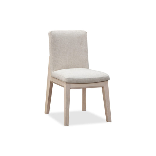 Modus Liv Solid Wood Dining Chair in White Sand and Natural Linen
