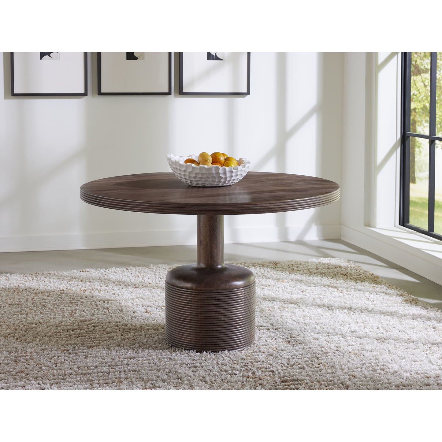 Modus Liyana Solid Wood Round Dining Table in Natural Tan