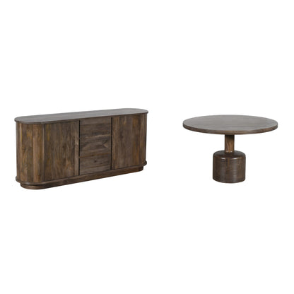 Modus Liyana Solid Wood Round Dining Table in Natural Tan