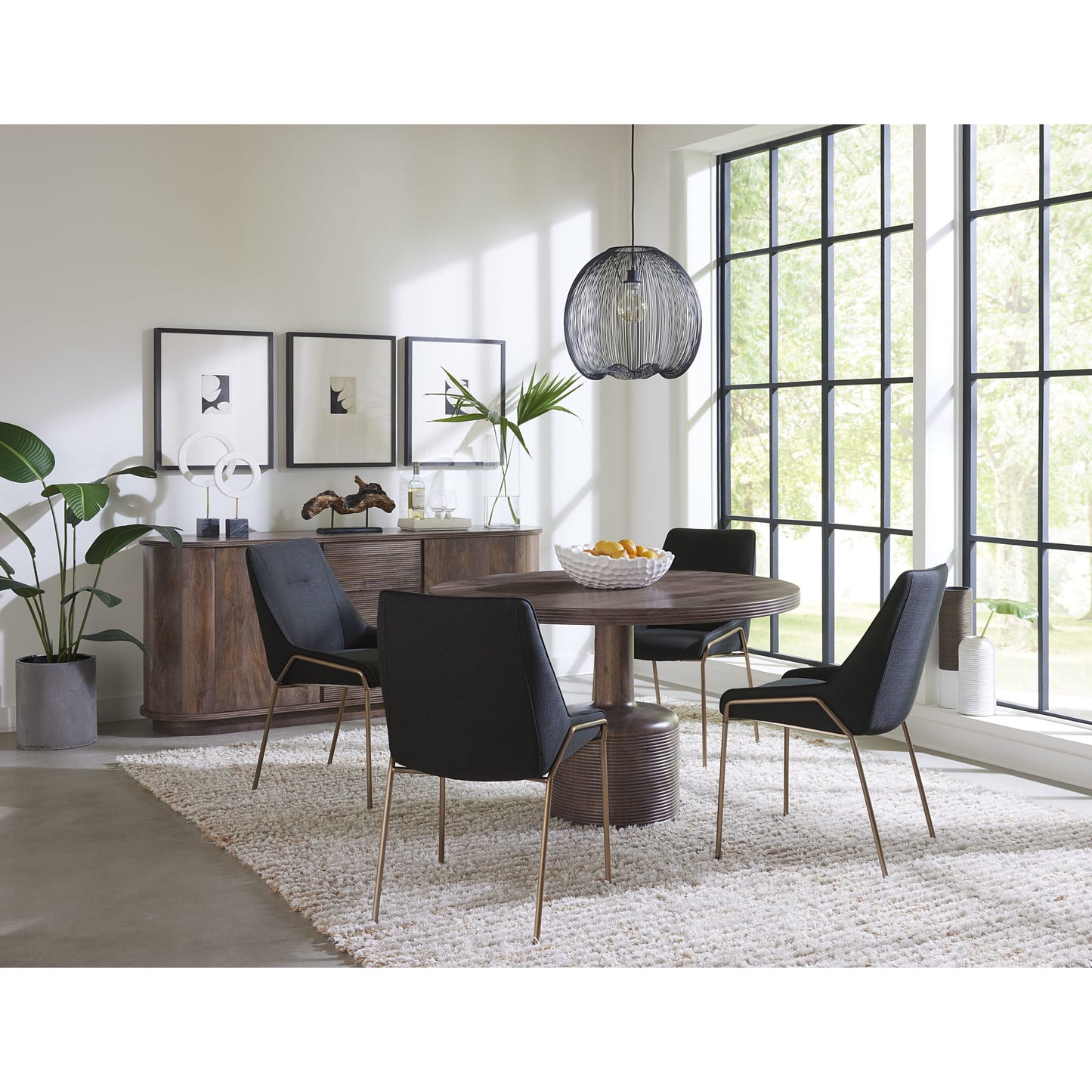 Modus Liyana Solid Wood Round Dining Table in Natural Tan