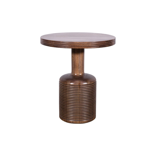 Modus Liyana Solid Wood Round End Table in Natural Tan