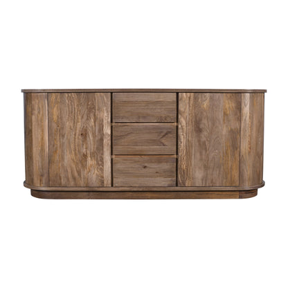 Modus Liyana Solid Wood Three Drawer Two Door Sideboard in Natural Tan