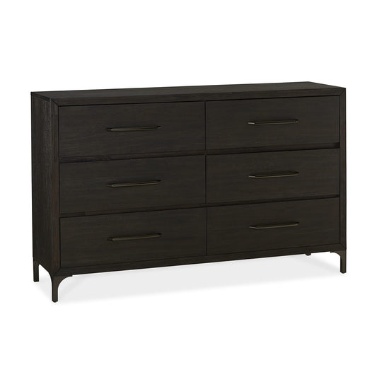 Modus Lucerne Six-Drawer Metal Leg Dresser in Vintage Coffee