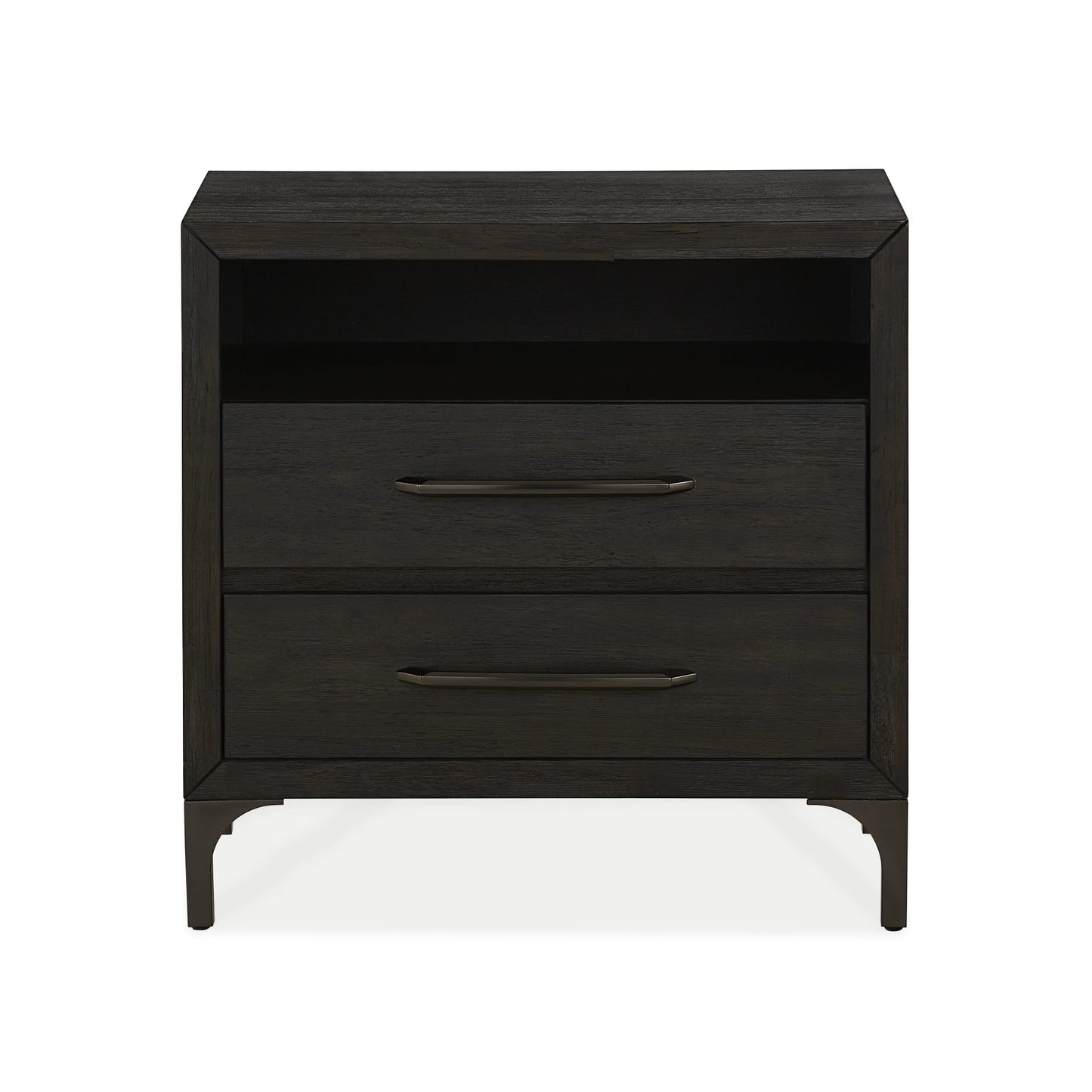 Modus Lucerne Two-Drawer Metal Leg Nightstand in Vintage Coffee