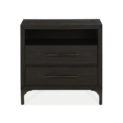 Modus Lucerne Two-Drawer Metal Leg Nightstand in Vintage Coffee
