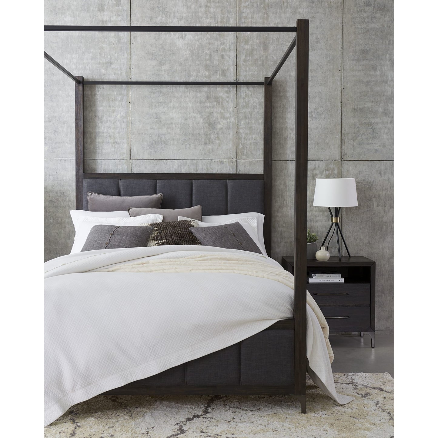 Modus Lucerne Two-Drawer Metal Leg Nightstand in Vintage Coffee