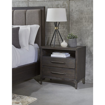 Modus Lucerne Two-Drawer Metal Leg Nightstand in Vintage Coffee
