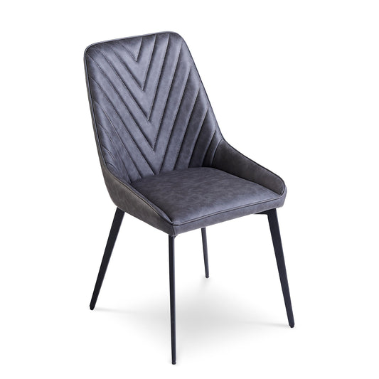 Modus Lucia Upholstered Dining Chair in Charcoal Synthetic Leather and Black Metal