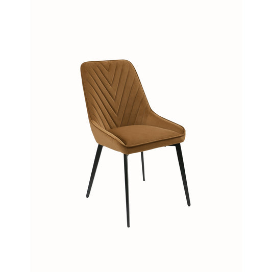 Modus Lucia Upholstered Dining Chair in Cognac Velvet and Black Metal