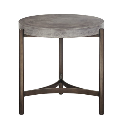 Modus Lyon Round Natural Concrete and Metal Side Table